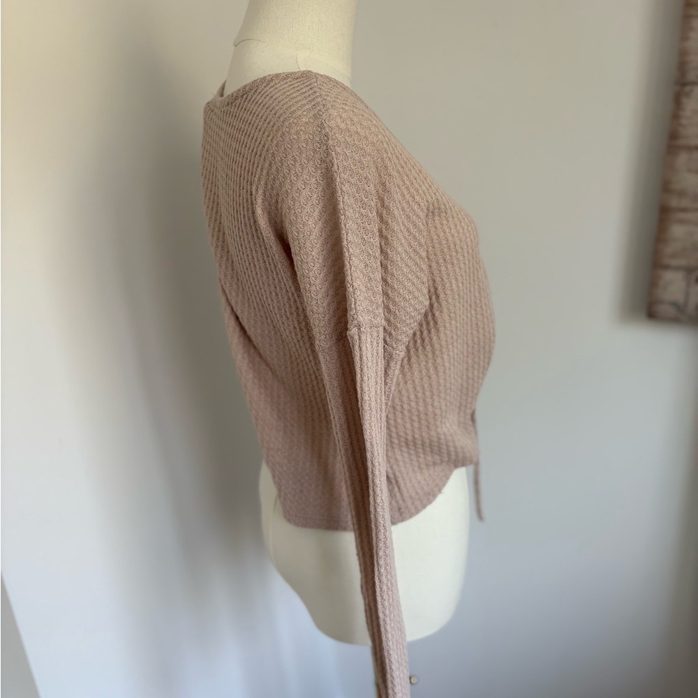 V-Neck Ruched Knit Sweater - Picture 2 of 6